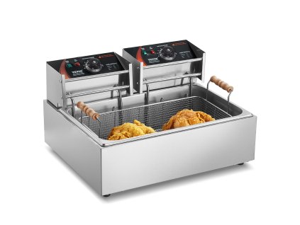 Elektrická hlboká fritéza 18Qt / 17L nerezová, 3 odnímateľné koše