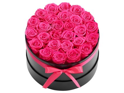 Krabička so 27 stabilizovanými ružami, červené večné kvety, 27 ks