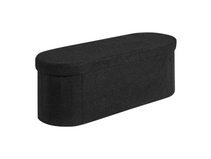 Úložný oválny otomán, sklápací, teddy flís, s vekom, nosnosť 660 lbs