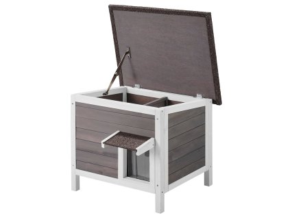 Venkovný domček pre mačky, drevený izolovaný, pvc dvierka, 24"×20"×21"