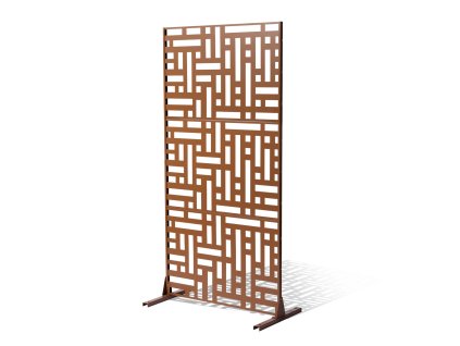 Kovový súkromný paraván 3-dielny 47"×76" stojaci hnedý na balkón