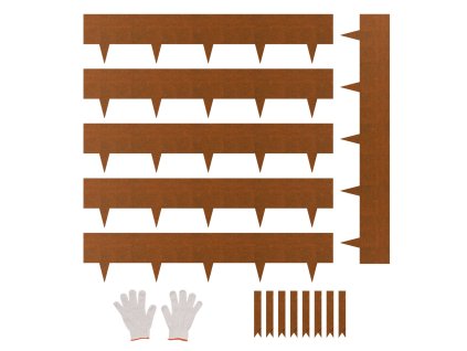 Oceľové záhradné obrubníky 6 ks 40×8 in ohybné, so zemnými kolíkmi