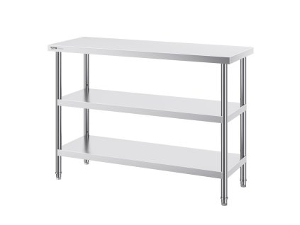 Nerezový prípravný stôl pre komerčnú kuchyňu s rozmermi 45.7×121.9 cm