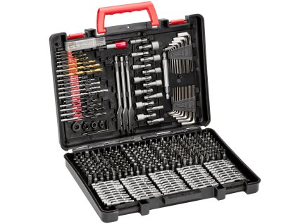 Sada vrtákov a bitov 318 dielov pre drevo, kov, betón v kufríku