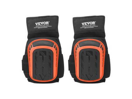 Chrániče kolien s penovým gélom, predĺžené, 2 popruhy, čierno-oranžové