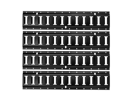 Sada e-track lišt a upínacích popruhov 4×0,6 m, 20 ks príslušenstva