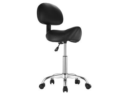 Sedlová stolička s operadlom, kolieska, 450 LBS, nastaviteľná, PU