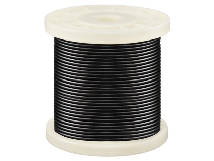 Vinylom potiahnuté oceľové lanko 3/32, 7×7, 164 ft, 189 dielov, čierne
