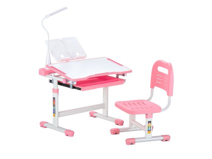 Detský stôl a stolička s lampou, nastaviteľná výška, náklon 0-40°