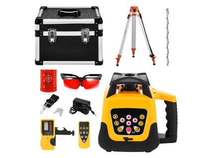 Rotačný laserový nivelátor červený lúč 984 ft dosah, 360°, statív