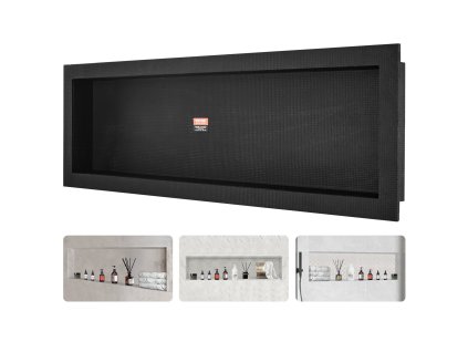 Sprchová nika 40.64×127 cm, jedna polička, štvorcové rohy, čierna