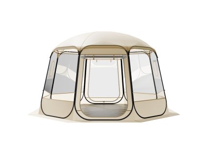 Skladací bublinkový stan 3.36×3.45 m priehľadný vodotesný 10–12 osôb