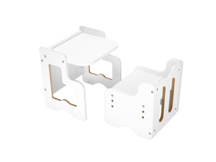 Montessori stôl so stoličkami 3v1 drevený, nast. výška, tabuľa, 1-5 r.