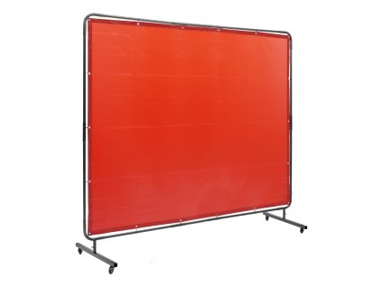 Zváracia clona v ráme 1.83×2.44 m, nehorľavý vinyl 4 kolieska, 2 brzdy