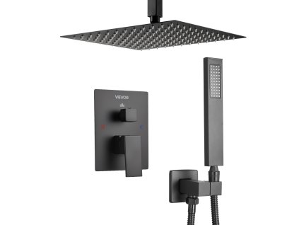 Sprchový set 12-inch(30.5cm) štvorc. hlavica+ručná mosadz matná čierna