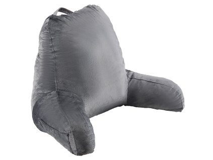 Opierka na čítanie do postele, veľká, pamäťová pena, 3 vrecká, sivá