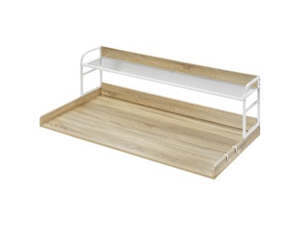 Stolík na práčku a sušičku s 2 policami, 54×27", dubový, protišmykový