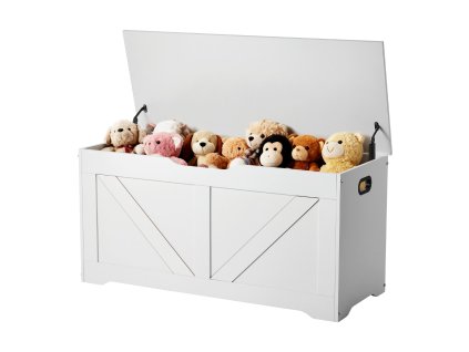 Drevená detská truhlica s bezpečným pántom, 990×395×480 mm, biela