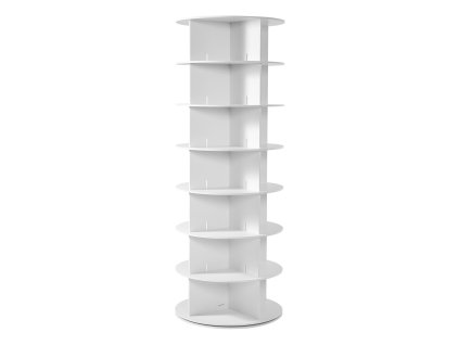 Otočný stojan na topánky 7 poschodí, 360° otáčavý, voľne stojaci biely