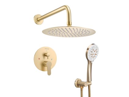 Sprchový set 25,4 cm hlavová a ručná sprcha, mosadz, brúsené zlato