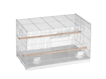 Klietka pre papagájiky 18 in kovová, 2 bidlá, 2 misky, biela