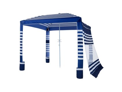 Plážová kabína 2.4×2.4 m, upf 50+, bočná stena, nastaviteľná výška