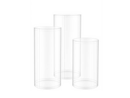 Stojany na kvety 3 ks, valcové, výšky 60/75/90 cm, akrylový kryt
