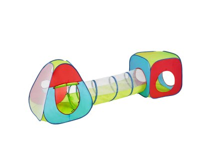 Detský 3 v 1 stan s tunelom, pop-up, s taškou, červeno-žlto-modrý