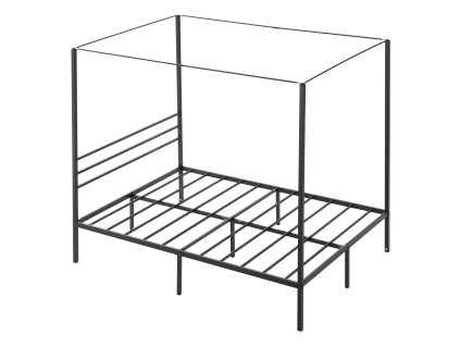 Kovový baldachýn postele full size, 4 stĺpy, lamely, úložný priestor