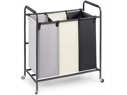 Kôš na bielizeň 3 sekcie s uzamykateľnými kolieskami do práčovne