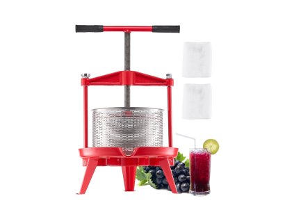 Ručný lis na ovocie 2.38 Gal/9L, nerez košík, krížový rám, t-rukoväť