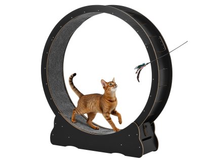 Bežecké koleso pre mačky drevené 132 cm do 12,7kg s kobercom a zámkom