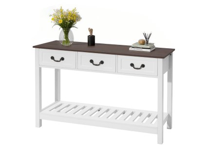 Konzolový stolík 120 cm, s 2 zásuvkami a spodnou policou, drevený
