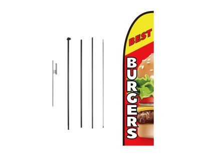 Reklamná pierková vlajka s tyčou a zemným kolíkom 16.3 FT, 1 ks