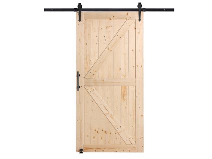 Sada posuvných stajňových dverí 42"×84" smrek, vodič 8v1 a rukoväť
