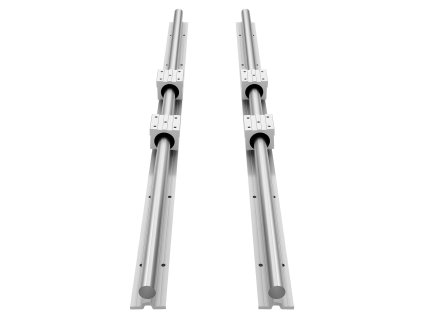 Sada lineárnych vedení SBR25, 2×1200 mm, 4 ks klzných blokov