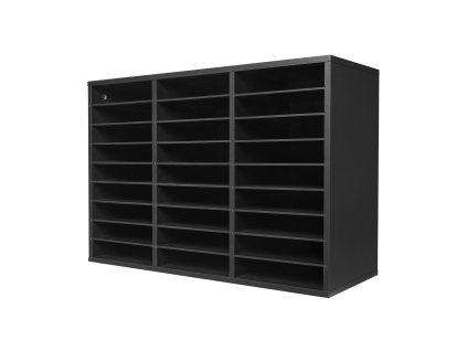 Drevený organizér na 27 priehradok, odnímateľné police, čierny