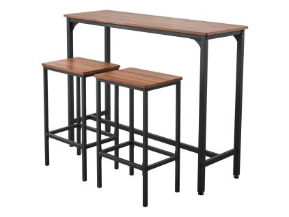 Súprava barového stola a stoličiek, 3 ks, 1193.8mm, obdĺžniková, hnedá