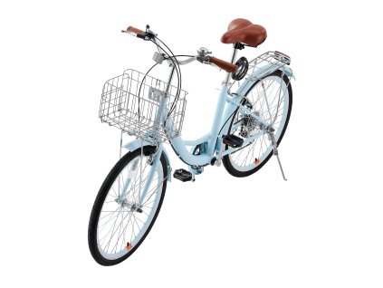Cruiser bicykel 24-inch 7-speed svetlomodrý s košíkom a nosičom