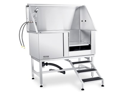 Kúpeľná stanica pre psy 127 cm nerezová, so schodíkom a batériou