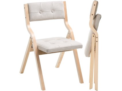 Sada skladacích drevených stoličiek 4 ks s béžovými vankúšmi