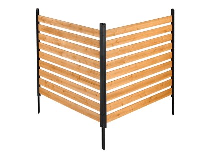Drevený súkromný plot 2 panely 1219×1244×1219 mm, oceľový rám a kolíky