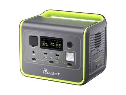FOSSiBOT F800 Portable Power Station, 512Wh LiFePO4 Solar Generator, 800W AC Output, 200W Max Solar Input, 8 Outlets, LED Light - Green