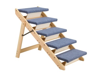 Drevené schody pre zvieratá 5 stupňov, nosnosť 68 kg, skladacie