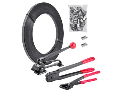 Sada na oceľové páskovanie 183 m pásky, 300 kovových spon, nástroj