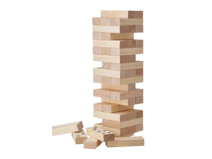 Drevená vežová hra 54 dielikov z borovice s taškou a tabuľou na skóre