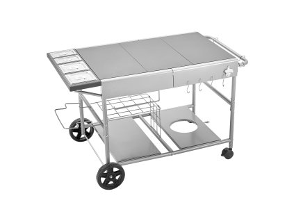 Grilovací stolík 925×595×25mm s 4 nádobkami, kolieska, viečka