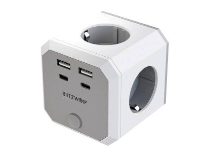 166676 blitzwolf bw ec2 8 in 1 power cube 4xac 2 x usb a 2 x usb c
