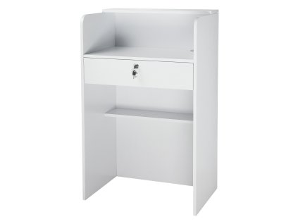 Recepčný pult 60 cm obdĺžnikový s zásuvkou, malý biely do lobby