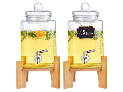 Nádoba na nápoje 1.5 gallon sklenená s podstavcom a nerezovým kohútom